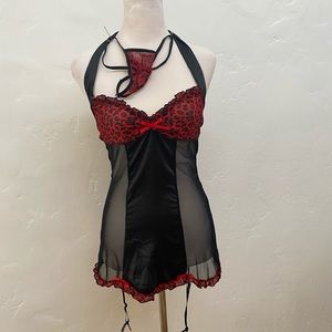 Cute Chemise with garters and g-string set